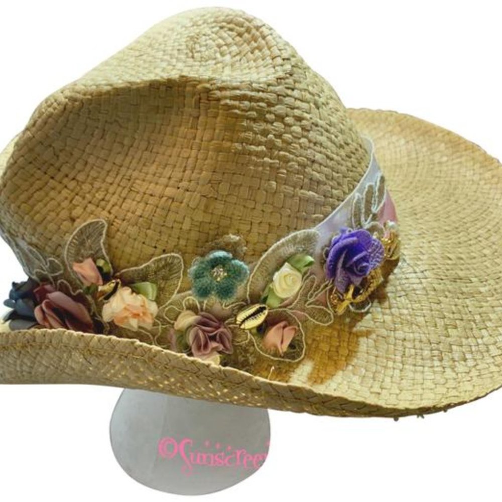 Ladies Cowboy Sun Hat with Seashells